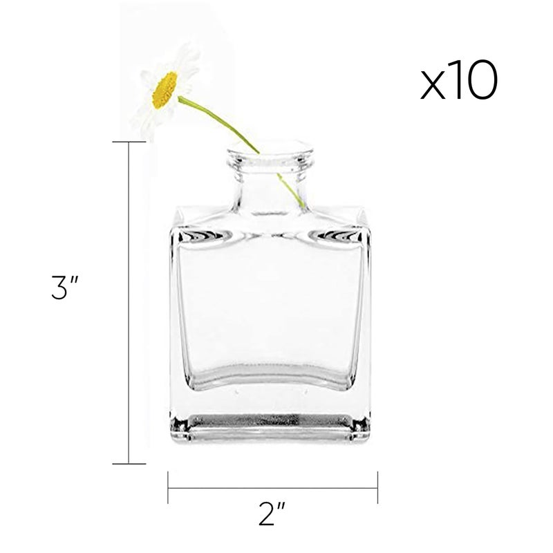 CHIVE â€˜Loftâ€™ Small Mini Flower Vases - Clear Glass Bud Vases, Set of 10 - Cute Vintage Rustic Centerpieces for Wedding, Events & Home - Premium Quality, Designed to Last - Image 2